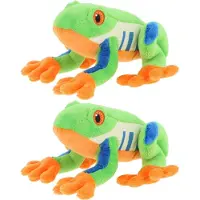 Keel Toys pluche Boomkikker knuffeldier - 2x - multi kleuren - zittend - 15 cm - Luxe Eco kwaliteit knuffels