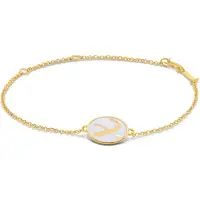 New Bling 9LA-20058-X Zilveren Armbandje met Letter - X - Ovaal - 12x8,6mm - Wit - Zilver - 16+2+3cm - Verguld/Goud op Zilver