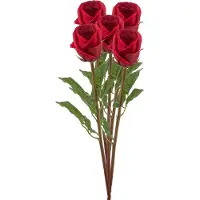 Emerald Kunstbloem Roos Bud tak - 5x - 58 cm - rood - Kunst zijdebloemen