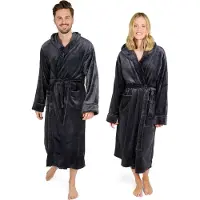 Blumtal Badjas Unisex - Dames en Heren Badjas - Fleece Badjas met Capuchon - met Zakken - Antraciet - Maat XXL