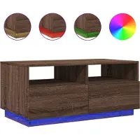 vidaXL Salontafel met LED-verlichting 90x49x40 cm bruin eikenkleur