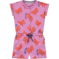Stains & Stories playsuit met all over print paars/oranje Meisjes Stretchkatoen Ronde hals - maat 104