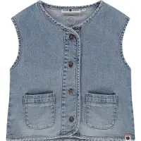 Stains & Stories gilet blauw Meisjes Stretchdenim Ronde hals Effen - 104