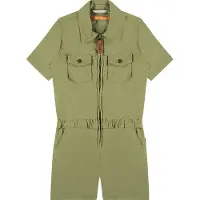 Stains & Stories playsuit olijfgroen Meisjes Stretchkatoen Klassieke kraag - maat 116
