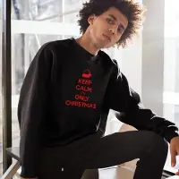 B&C Foute Kersttrui Zwart - Keep Calm It’s Only Christmas Red - Maat L - Kerstkleding voor dames & heren