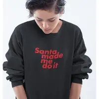 B&C Foute Kersttrui Zwart - Santa Made Me Do It Red - Maat XL - Kerstkleding voor dames & heren
