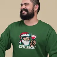 B&C Foute Kersttrui Groen - Kerstman Cheers - Maat S - Kerstkleding voor dames & heren