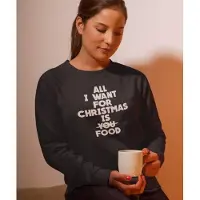 B&C Zwarte Foute Kersttrui - All I Want For Christmas Is Food - Maat 2XL - Kerstkleding voor dames & heren
