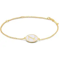 New Bling 9LA-20058-Z Zilveren Armbandje met Letter - Z - Ovaal - 12x8,6mm - Wit - Zilver - 16+2+3cm - Verguld/Goud op Zilver