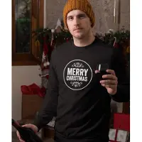 B&C Zwarte Kersttrui Merry Christmas Round - Maat 3XL - Kerstkleding voor dames & heren