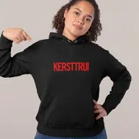 B&C Foute Kerst Hoodie Zwart - Met rode tekst: Kersttrui - Maat L - Kerstkleding voor dames & heren