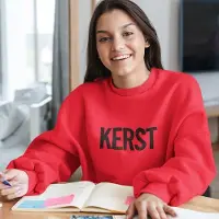 B&C Foute Kersttrui Rood - Met zwarte tekst: Kerst - Maat XL - Kerstkleding voor dames & heren