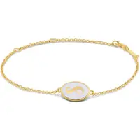 New Bling 9LA-20058-S Zilveren Armbandje met Letter - S - Ovaal - 12x8,6mm - Wit - Zilver - 16+2+3cm - Verguld/Goud op Zilver