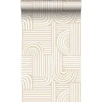 ESTAhome behang grafisch 3D motief zand beige - 53 cm x 10.05 m - 139935
