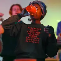 B&C Zwarte Foute Kersttrui - Merry Christmas Ya Filthy Animal Red - Maat 2XL - Kerstkleding voor dames & heren