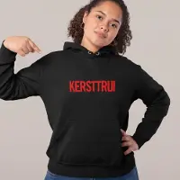 B&C Foute Kerst Hoodie Zwart - Met rode tekst: Kersttrui - Maat 2XL - Kerstkleding voor dames & heren