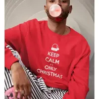 B&C Foute Kersttrui Rood - Keep Calm It's Only Christmas - Maat L - Kerstkleding voor dames & heren