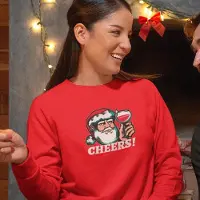 B&C Foute Kersttrui Rood - Kerstman Cheers - Maat M