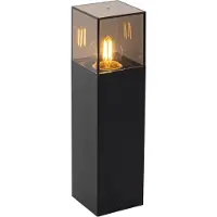 QAZQA Staande buitenlamp zwart met smoke kap 30 cm - Denmark