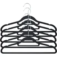 Storage solutions Kledinghangers anti-slip - 50x - kunststof - met broekstang - zwart