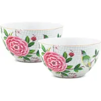 Pip studio Blushing Birds Kommen - Wit - Porselein - Set van 2 - 15cm
