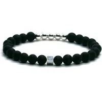 Heaven Eleven - Dames - armband - fijn - 925 - zilver - onyx matte - 6mm