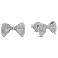 New Bling 9LA-20034 Zilveren Oorknopjes - Strikje - Oorbellen - Strik - 6x10mm - Rhodium - Zilver