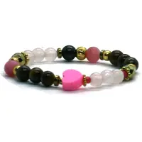 Heaven Eleven Meisjes armband hartje rozenkwarts rvs 6 mm