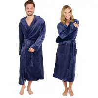 Blumtal Badjas Unisex - Dames en Heren Badjas - Fleece Badjas met Capuchon - met Zakken - Donkerblauw - Maat XXXL