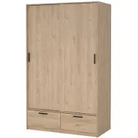 Ebuy24 Line kledingkast 2 deuren 2 laden okkernoot decor.