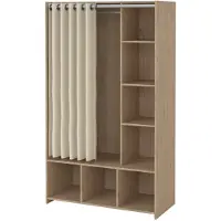 Ebuy24 Kit kledingkast met gordijn okkernoot decor beige.