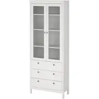 CALICOSY Vitrinekast met 2 omlijste glazen deuren en 3 lades h199 cm barcelone