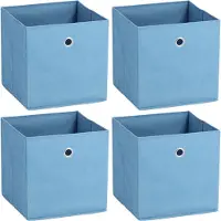 Zeller opbergmand/kastmand - 4x - 22 liter - blauw - 28 x 28 x 28 cm - Opbergmanden