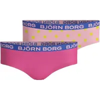 Björn Borg meisjes hipster 2-pack – zacht katoen – roze & gele stippen