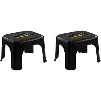 Hega hogar Set van 3x stuks krukje - zwart - 27 x 32 x 21 cm - kunststof - opstapje - anti-slip - toilet/wc opstapje
