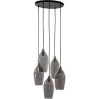 Light & Living Eettafel Hanglamp Lukaro 5 Lichts Smoke Glas