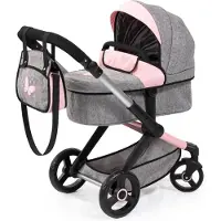 Bayer - Combi Poppenwagen Xeo, tas, jeans-grijs, roze