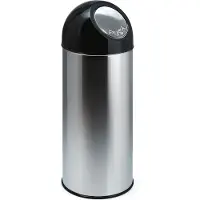 V-Part Afvalbak Met Pushdeksel Zilver RVS 55L