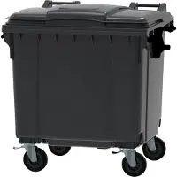 HygieneShopBasics Container 1100 liter vlak deksel grijs