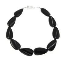 Behave - Ketting met acryl kralen - Nikkelvrij - 43 cm + verlengketting - Trendy zwart