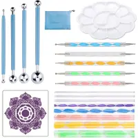 EarKings Dotting Tools 20 delig Mandala - Dotting Nail Art penselen voor Dot Painting - Mandala dotting inclusief Sjablonen