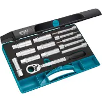 Hazet Schokdempergereedschapset 4910/13 · 1/2 inch (12,5 mm) vierkant hol · Binnen-zeskant-profiel, Tapprofiel hol, Buiten-zeskant-profiel · 13-delig