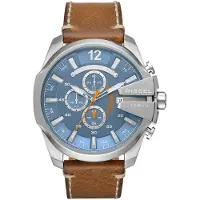 Diesel Mega Chief DZ4458 Horloge - Leer - Bruin - Ø 52 mm