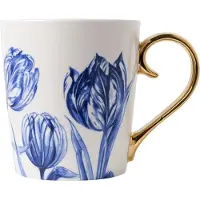Heinen Delfts Blauw Mok Tulp - Goud - Keramiek - 300 ml