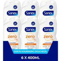 Sanex Zero% Droge Huid Douchegel - 6 x 400ml - Voor Droge Huid - Voordeelverpakking
