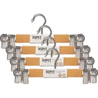 Kipit - broeken/rokken kledinghangers - set 12x stuks - lichtbruin - 28 cm - Kledingkast hangers/kleerhangers/broekhangers