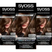 Syoss Metallics - 4-65 Chocolate Copper - Permanente Haarverf - Haarkleuring - 3 Stuks