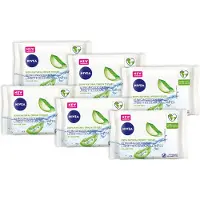 Nivea Biologisch Afbreekbare Verfrissende Reinigingsdoekjes - Gevoelige huid - Biologische arganolie - Biologische aloë vera - 6 x 25 stuks
