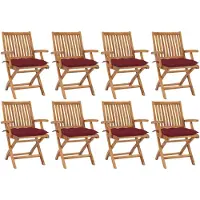 vidaXL Tuinstoelen 8 st inklapbaar met kussens massief teakhout