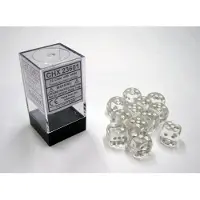 Chessex Doorschijnend helder/wit D6 16mm Dobbelsteenset (12 stuks)